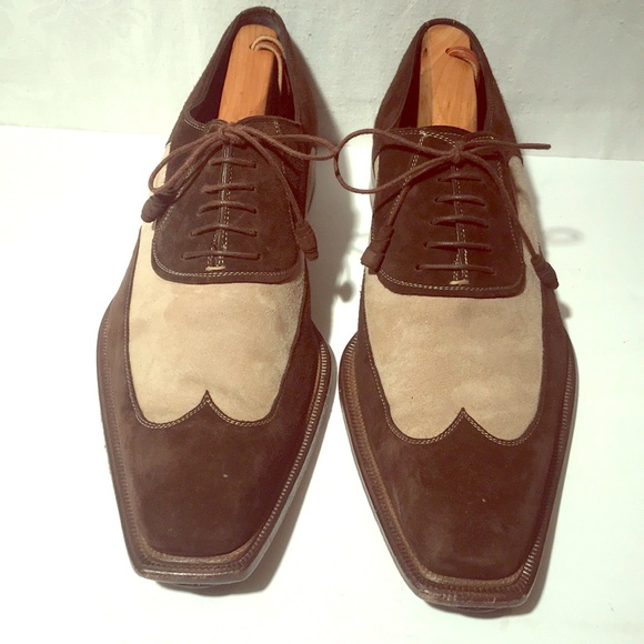 MEZLAND Quality Tu-Toned Brown & Beige Suede Shoes main image 6